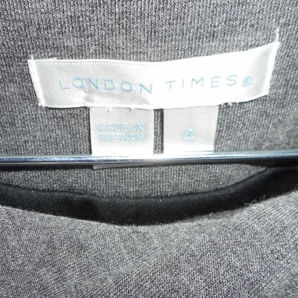 BOGO FREE, London Times Grey and Black knit dress, size 4 - Picture 8 of 11